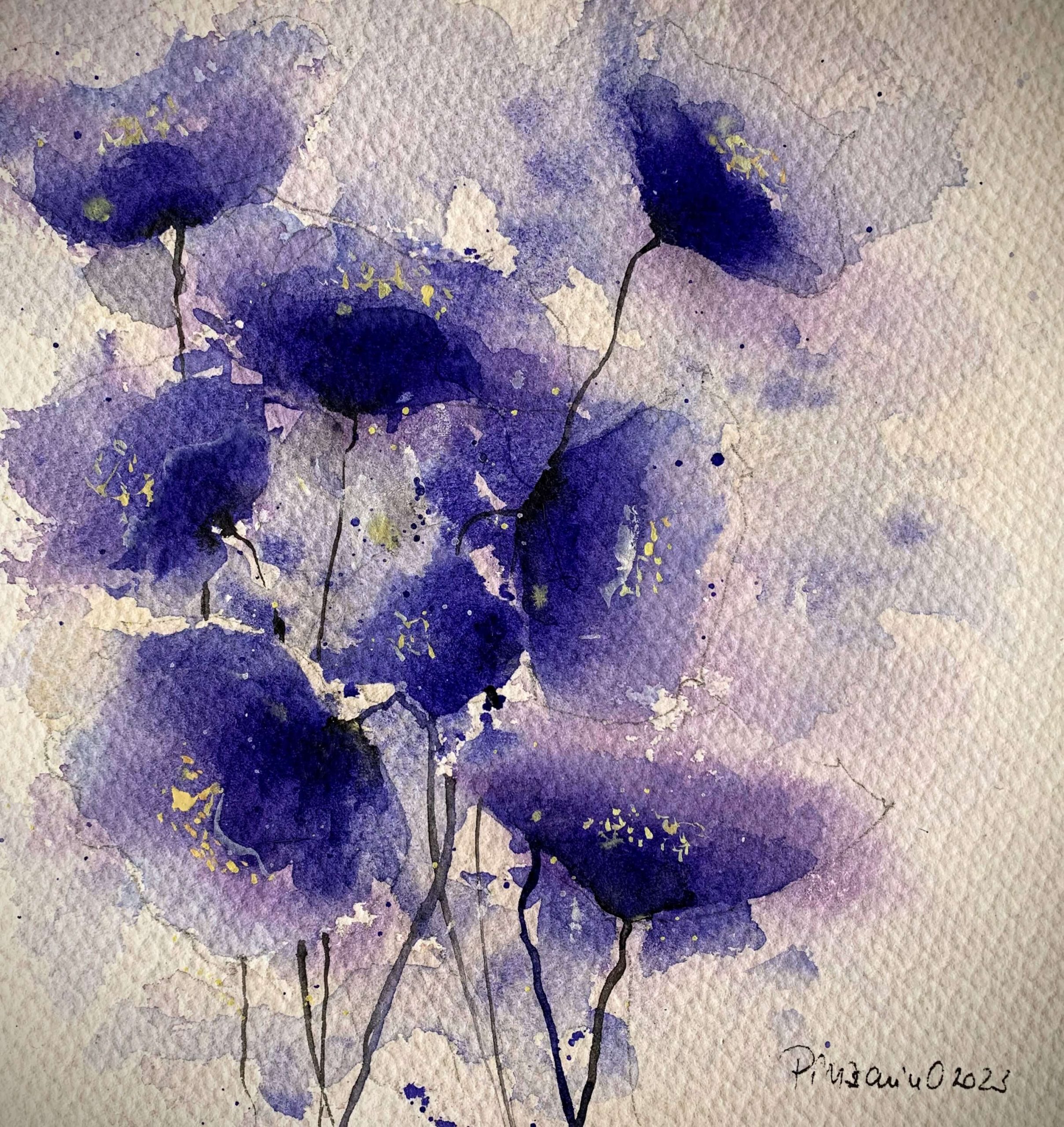 Camp albastru de flori