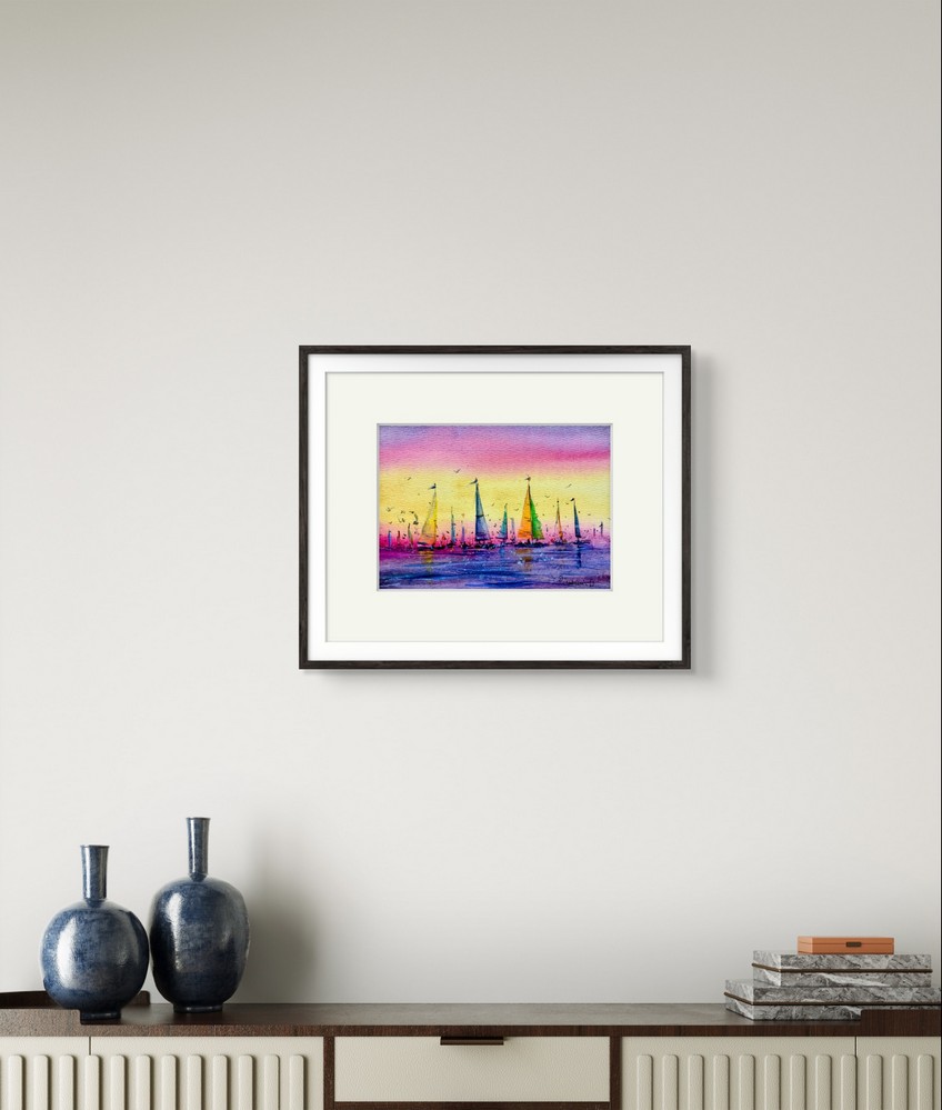 Tablou Apus marin cu barci elegante 0270