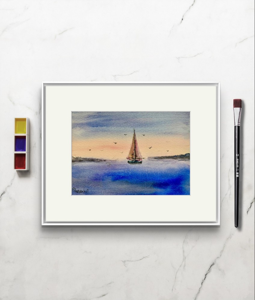 Tablou Barca Solitara in Amurg