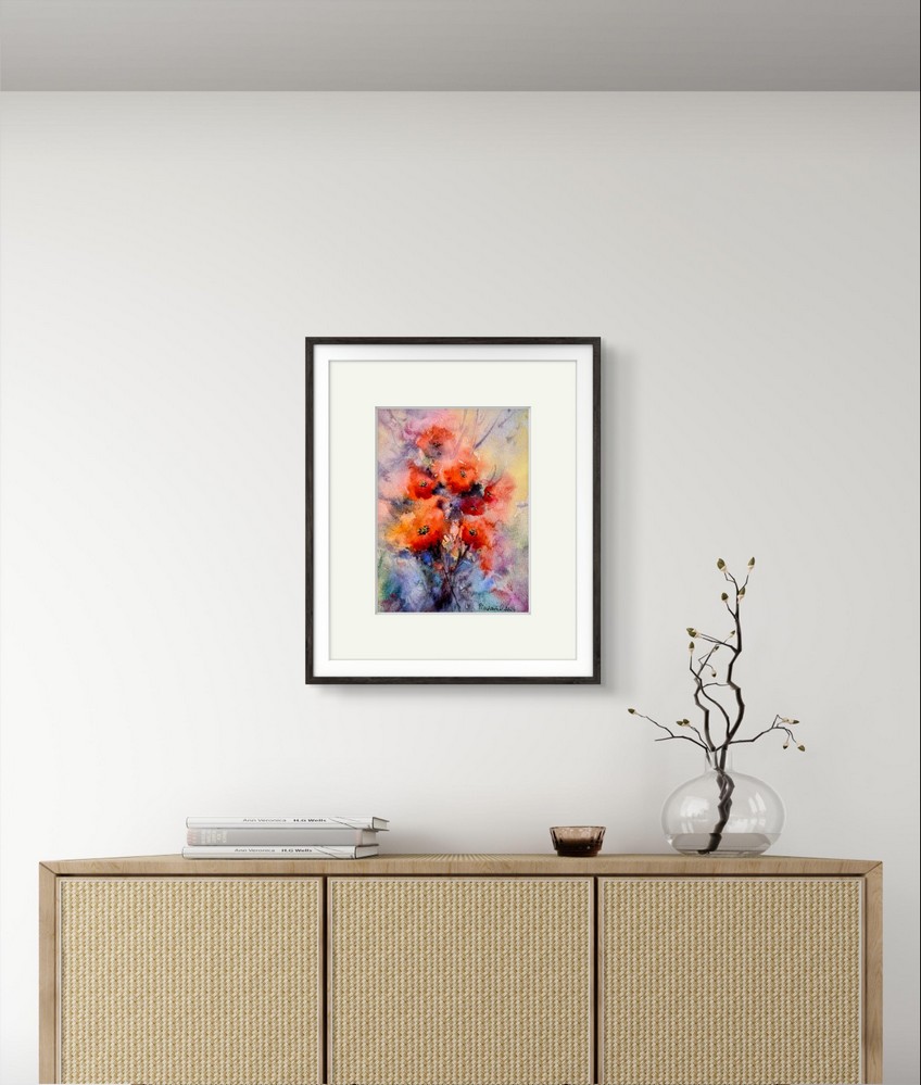 Tablou Buchet de Flori Rosii in Acuarela