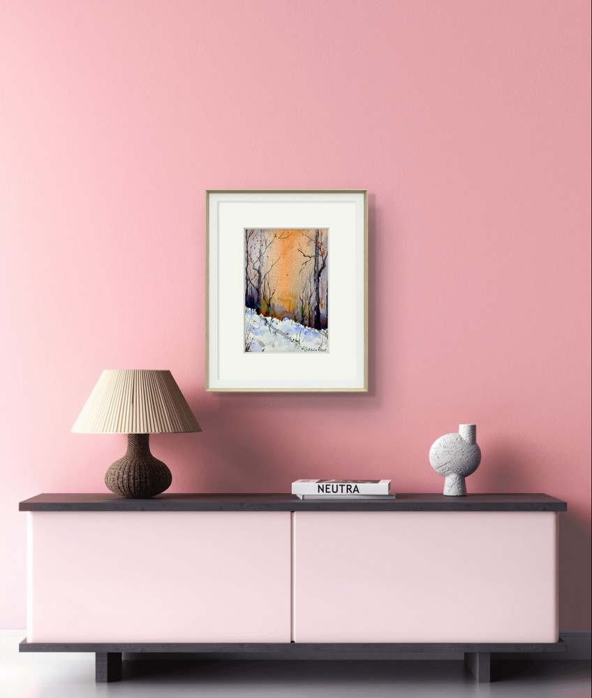 Tablou Peisaj de Iarna la Apus