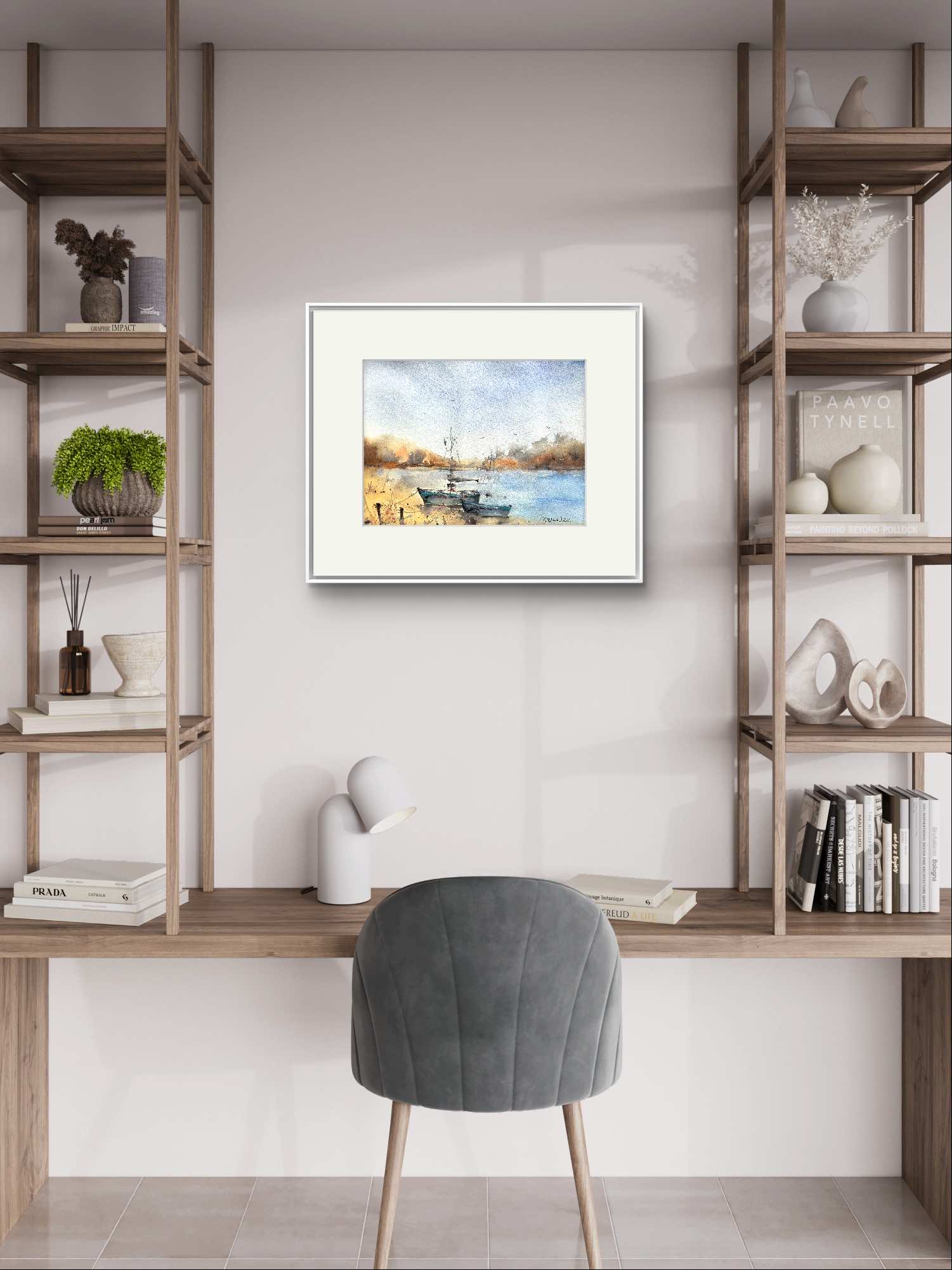 Tablou Tarm linistit cu barci de pescari