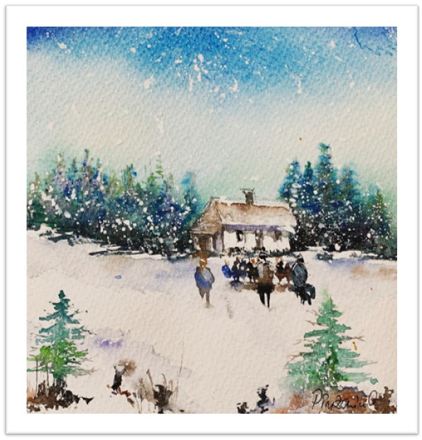 Tablou living Iarna pe cararile satului