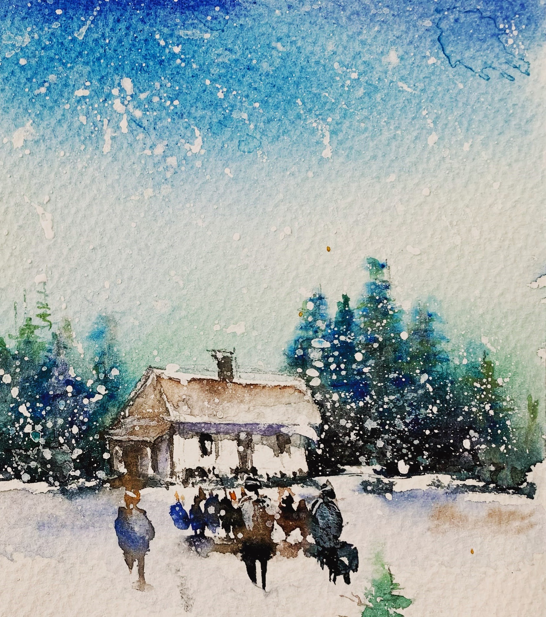 Tablou living Iarna pe cararile satului