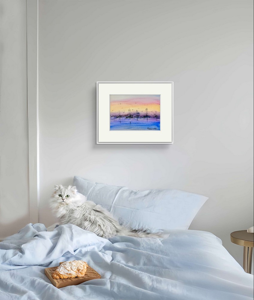 Tablou marin Barci la amurg