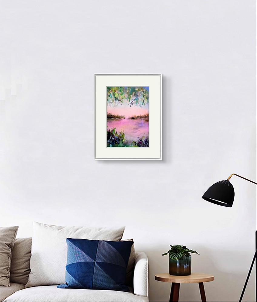 Tabloul Apele linistite ale unui lac la apus