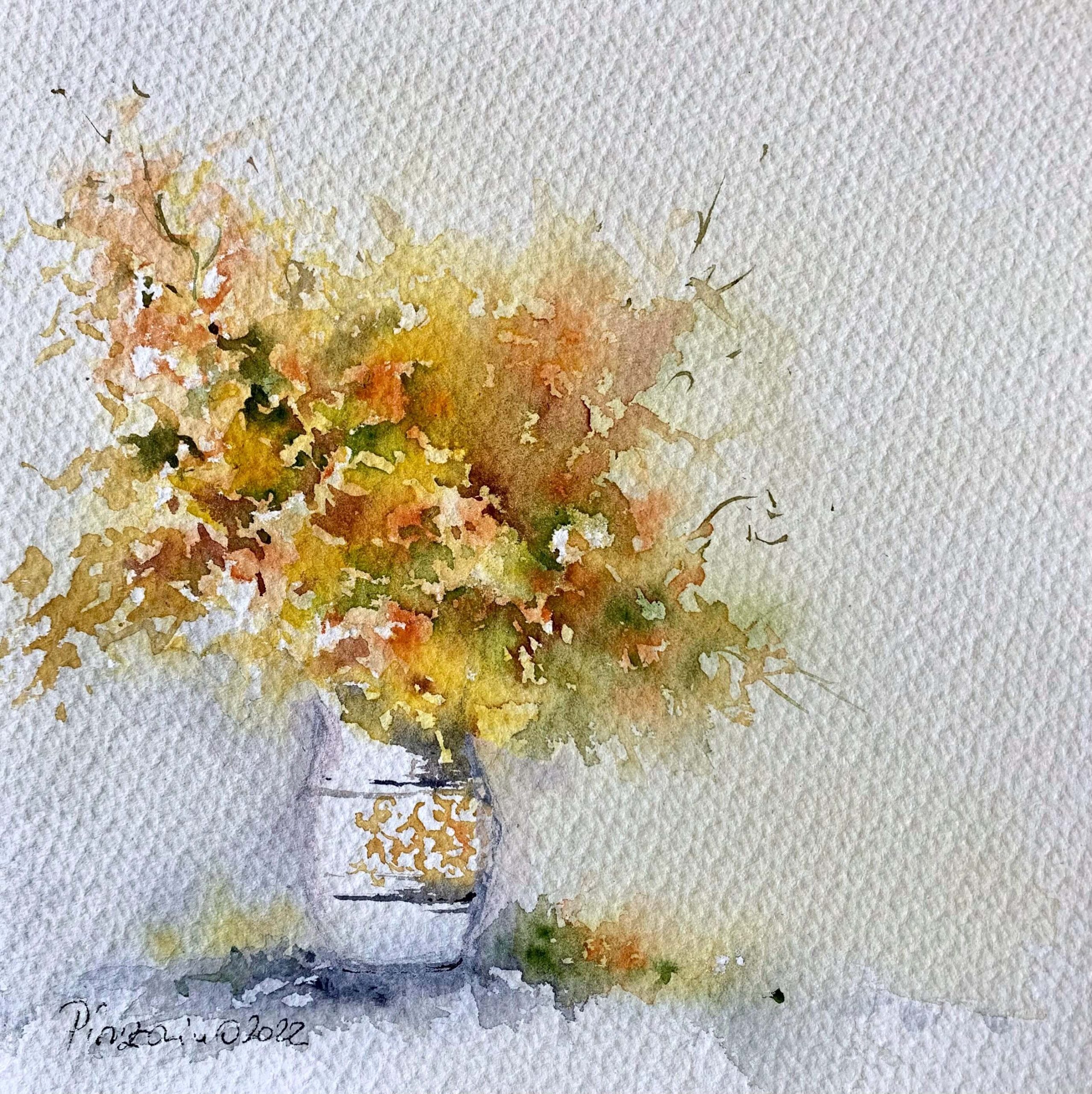 Tablouri living Natura moarta cu flori galbene