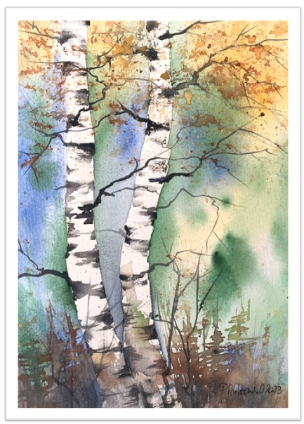 Tablouri living Toamna cu mesteceni