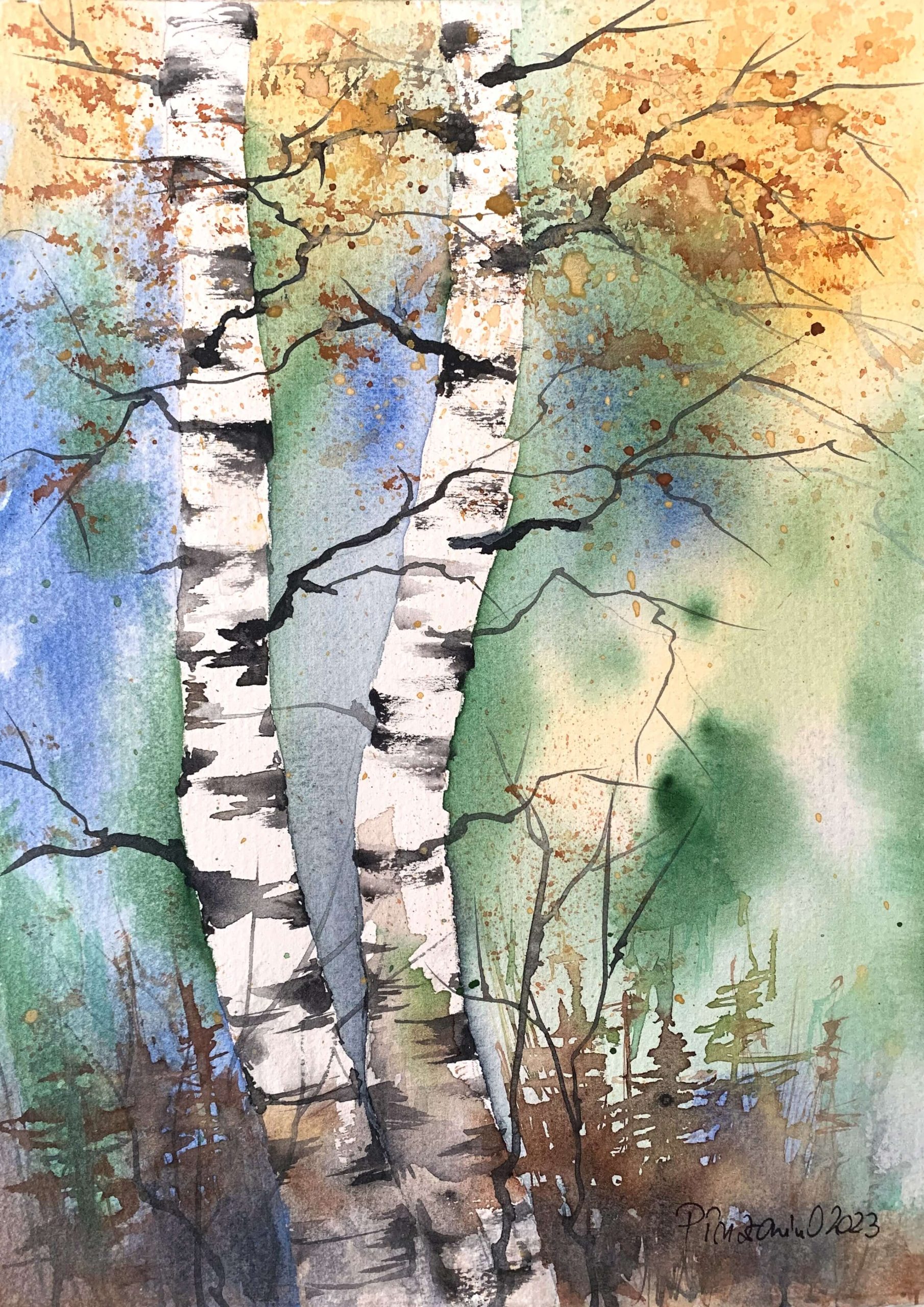 Tablouri living Toamna cu mesteceni