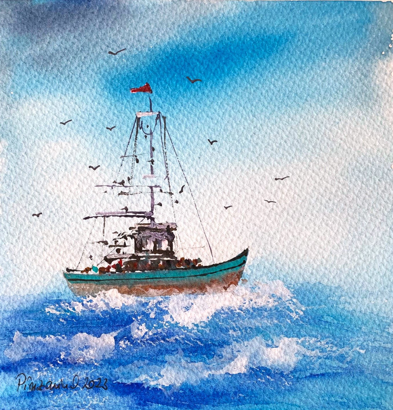 Tablou Apus de soare acuarela