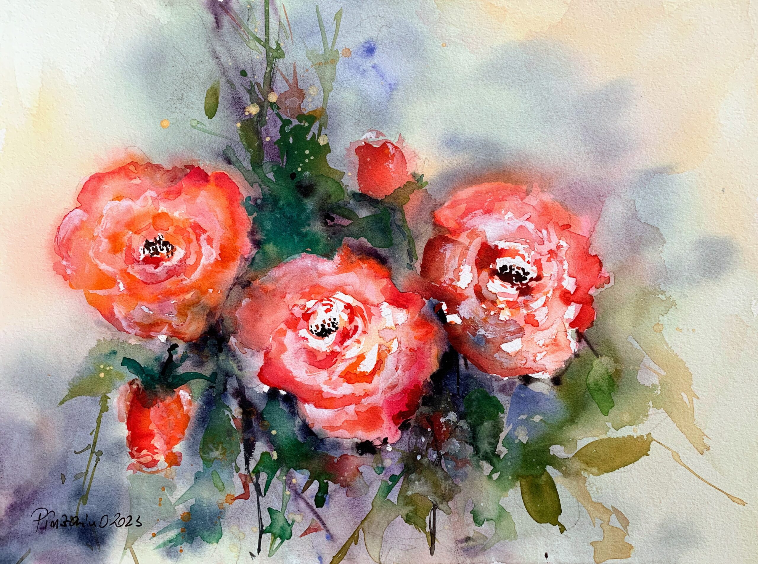 Tablou Trandafiri oranj frumusețe